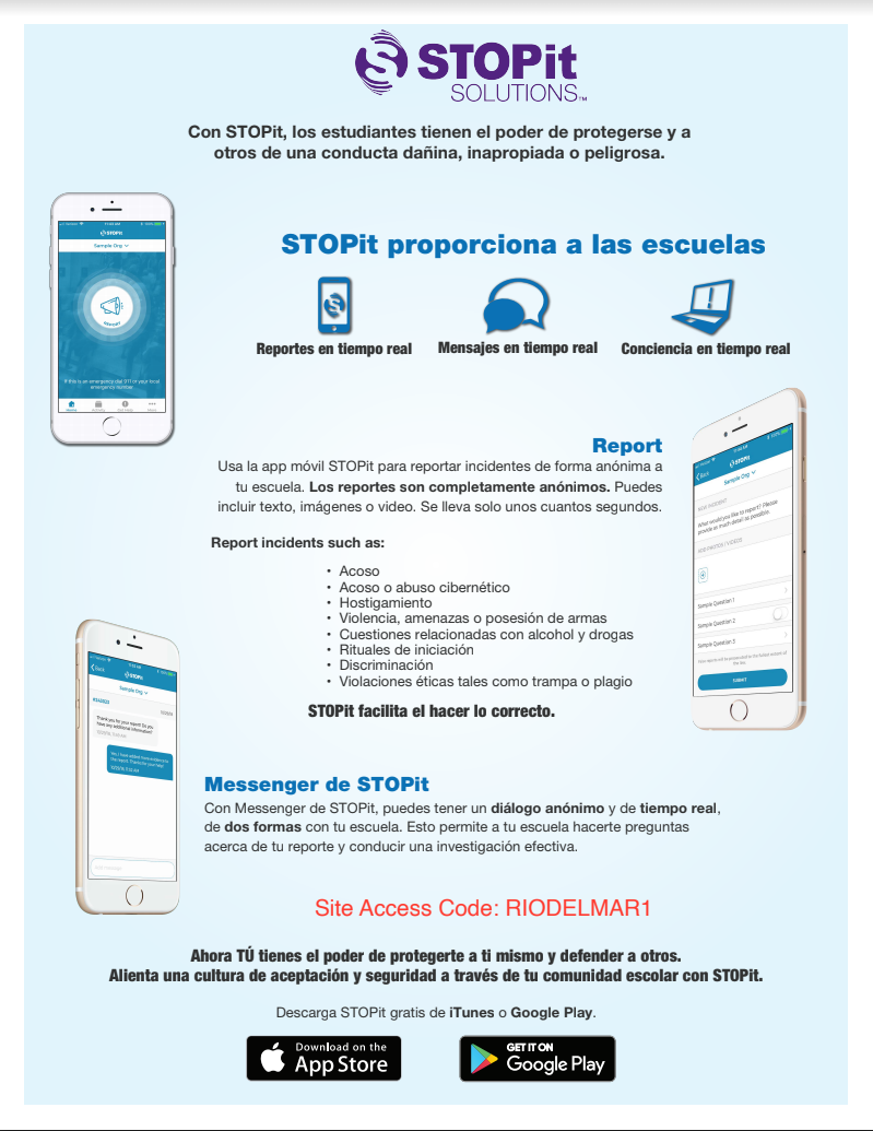 STOPit access code poster Spanish